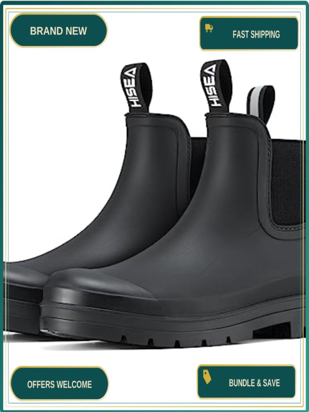Waterproof Ankle Chelsea Rain Boots Slip-On Rubber Women's